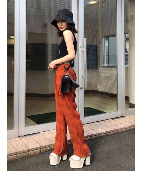 EMODA（エモダ）の「シャーリングラフパンツ（その他パンツ・レディース・ホワイト/ブラック/グレー/オレンジ/ミント・FREE）」の8枚目の写真