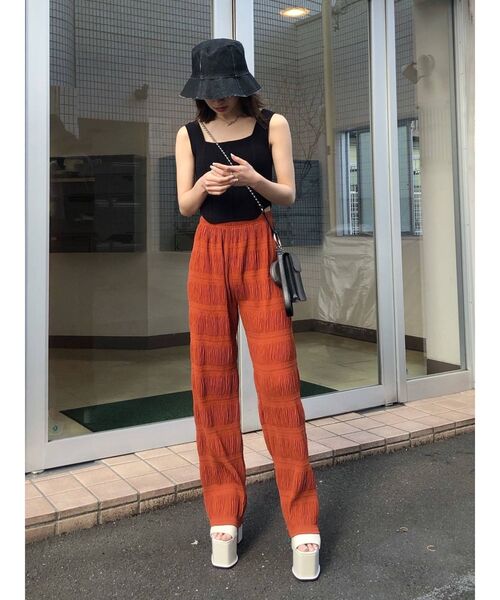 EMODA（エモダ）の「シャーリングラフパンツ（その他パンツ・レディース・ホワイト/ブラック/グレー/オレンジ/ミント・FREE）」の18枚目の写真