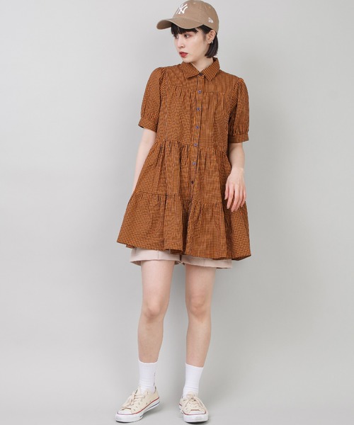 SPINNS（スピンズ）の「Aラインシルエット ティアードシャツワンピース（ワンピース・レディース・ブラック/ブラック系その他/イエロー系その他/ホワイト/ドット・ONESIZE）」の12枚目の写真