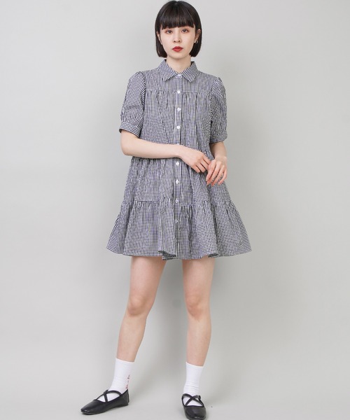 SPINNS（スピンズ）の「Aラインシルエット ティアードシャツワンピース（ワンピース・レディース・ブラック/ブラック系その他/イエロー系その他/ホワイト/ドット・ONESIZE）」の15枚目の写真