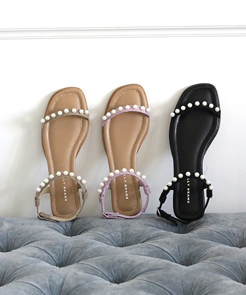 JELLY BEANS（ジェリービーンズ）の「コットンパール付きサンダル(215-30008)JELLY BEANS(ジェリービーンズ)（サンダル・レディース・ラベンダー/グレイッシュベージュ/ブラック・L/M/S）」の3枚目の写真