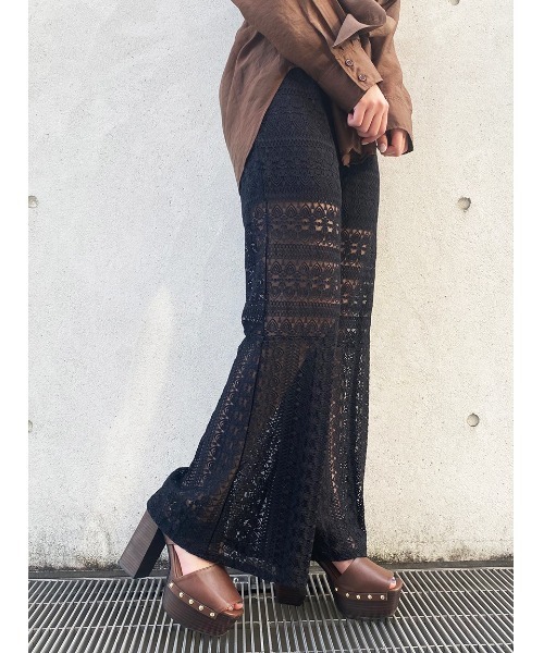 NOMAE（ノーマエ）の「【NOMAE】レースフレアPT（その他パンツ・レディース・アイボリー/ブラック/ホワイト/ライトブラウン・FREE）」の3枚目の写真