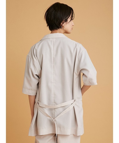 emmi（エミ）の「【emmi atelier】リサイクルポリリネン調ジャケット（テーラードジャケット・レディース・チャコールグレー/オフホワイト・1/0）」の8枚目の写真