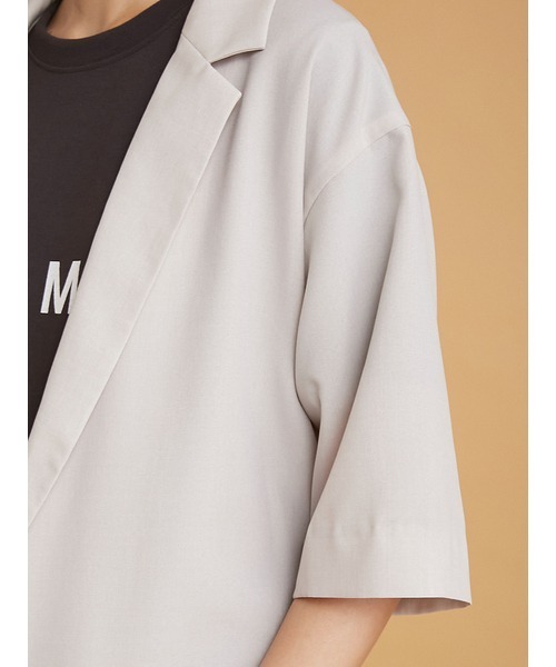 emmi（エミ）の「【emmi atelier】リサイクルポリリネン調ジャケット（テーラードジャケット・レディース・チャコールグレー/オフホワイト・1/0）」の12枚目の写真