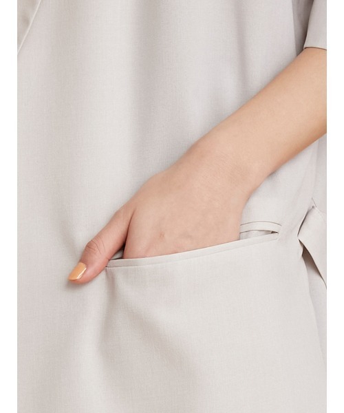 emmi（エミ）の「【emmi atelier】リサイクルポリリネン調ジャケット（テーラードジャケット・レディース・チャコールグレー/オフホワイト・1/0）」の7枚目の写真