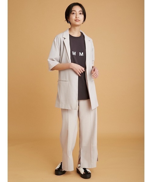 emmi（エミ）の「【emmi atelier】リサイクルポリリネン調ジャケット（テーラードジャケット・レディース・チャコールグレー/オフホワイト・1/0）」の6枚目の写真