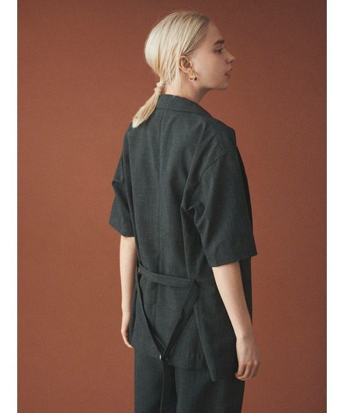 emmi（エミ）の「【emmi atelier】リサイクルポリリネン調ジャケット（テーラードジャケット・レディース・チャコールグレー/オフホワイト・1/0）」の15枚目の写真