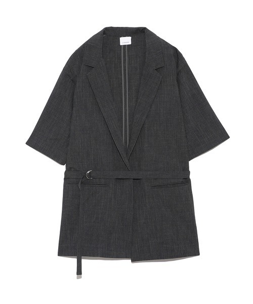 emmi（エミ）の「【emmi atelier】リサイクルポリリネン調ジャケット（テーラードジャケット・レディース・チャコールグレー/オフホワイト・1/0）」の11枚目の写真