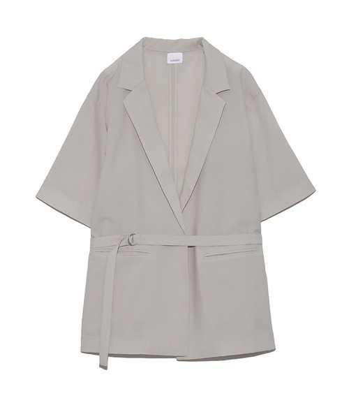 emmi（エミ）の「【emmi atelier】リサイクルポリリネン調ジャケット（テーラードジャケット・レディース・チャコールグレー/オフホワイト・1/0）」の14枚目の写真