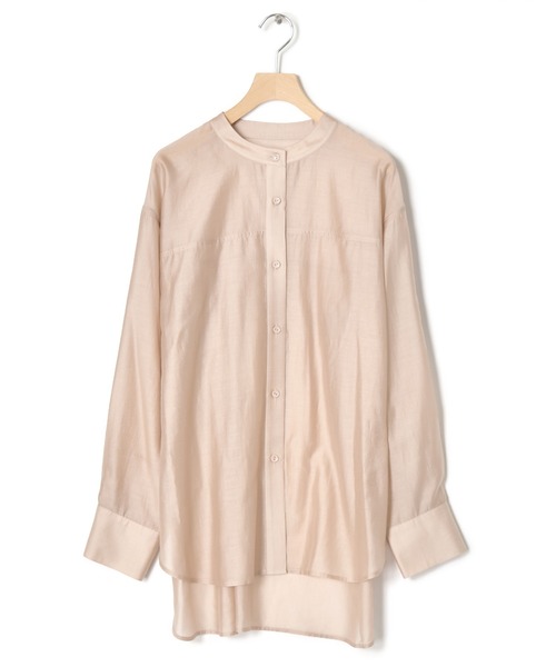 w closet（ダブルクローゼット）の「バンドカラーシアーシャツ（シャツ/ブラウス・レディース・ライトグレー/ライトベージュ・マルチサイズ）」の8枚目の写真