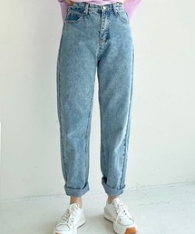 CEMONEMO | ハイウエスト 無地デニム テーパード パンツ(デニムパンツ)