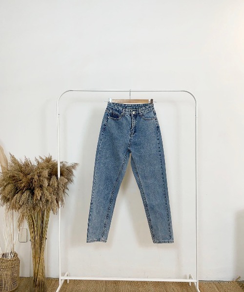 CEMONEMO（セモネモ）の「ハイウエスト 無地デニム テーパード パンツ（デニムパンツ・レディース・インディゴブルー・S/M/L）」の5枚目の写真