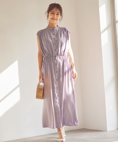 KOBE LETTUCE(コウベレタス)の「ドロストサテンワンピース(ワンピース・レディース・ライラック/ベージュ/ミント・FREE)」の9枚目の写真