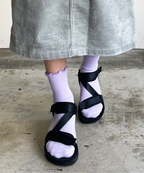 SHIZUTA（シズタ）の「SZT:キッズ&ジュニア＆レディース　メロウ フリル リブソックス 3足セット（ソックス/靴下・キッズ・グレー/ピンク/セージグリーン/ベージュ・M/L/LL）」の19枚目の写真