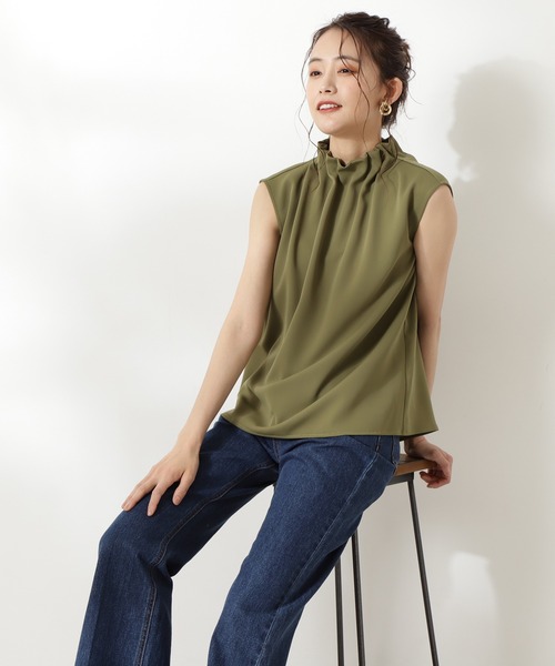 N.（N. Natural Beauty Basic）（エヌエヌナチュラルビューティーベーシック）の「【追加生産】◆ペーパーバックノースリーブブラウス（シャツ/ブラウス・レディース・グレー/クリーム/ブラック/カーキ/ドット・MEDIUM）」の7枚目の写真