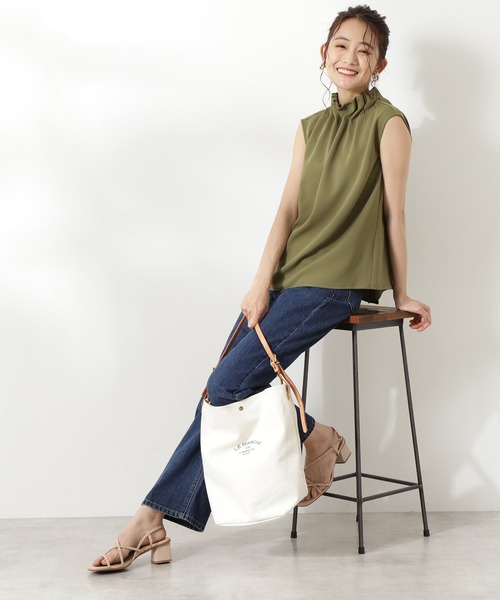 N.（N. Natural Beauty Basic）（エヌエヌナチュラルビューティーベーシック）の「【追加生産】◆ペーパーバックノースリーブブラウス（シャツ/ブラウス・レディース・グレー/クリーム/ブラック/カーキ/ドット・MEDIUM）」の15枚目の写真