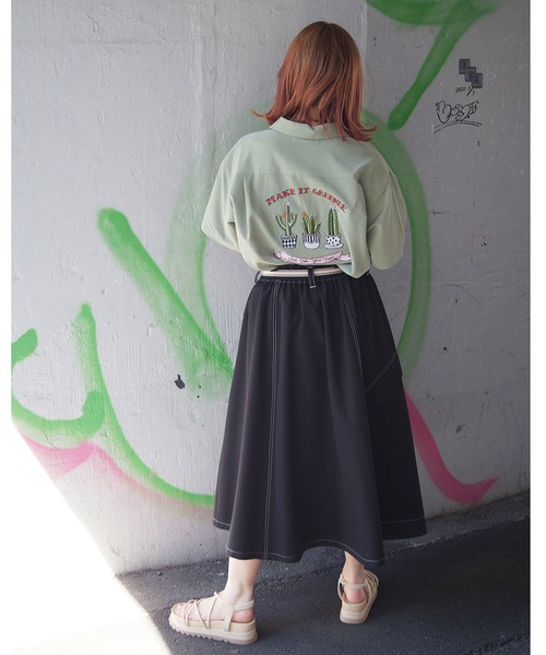 179/WG（イチナナキュウダブルジー）の「後ろ刺繍ボーリングシャツ（シャツ/ブラウス・レディース・グリーン/ブルー/ブラック/ベージュ・MEDIUM）」の12枚目の写真