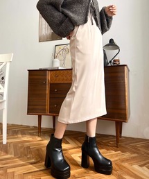 moment+ | エステルストレッチツイルハイウエストタイトスカート(スカート)