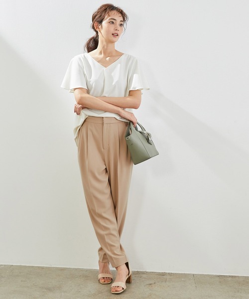 ROPE' PICNIC（ロペピクニック）の「【セットアップ対応】麻調タックテーパードパンツ（その他パンツ・レディース・ネイビー/ベージュ/モスグリーン・38/36/40）」の14枚目の写真