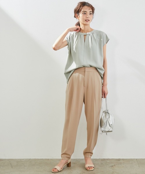 ROPE' PICNIC（ロペピクニック）の「【セットアップ対応】麻調タックテーパードパンツ（その他パンツ・レディース・ネイビー/ベージュ/モスグリーン・38/36/40）」の16枚目の写真