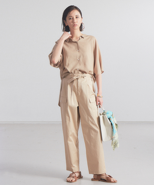 qualite（カリテ）の「レーヨンリネンシアーシャツ（シャツ/ブラウス・レディース・グリーン/キャメル/ブラック・フリー）」の6枚目の写真