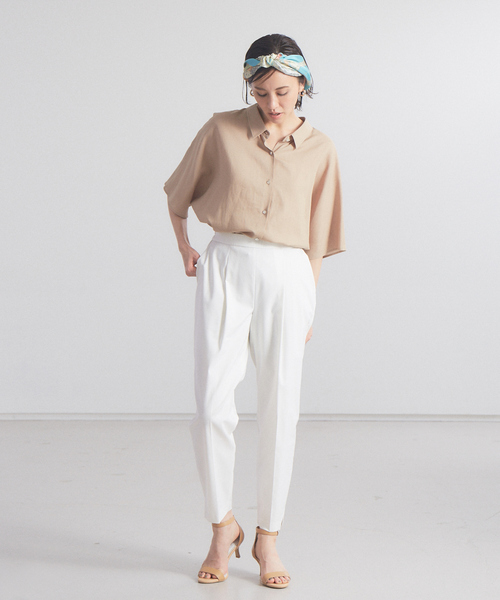 qualite（カリテ）の「レーヨンリネンシアーシャツ（シャツ/ブラウス・レディース・グリーン/キャメル/ブラック・フリー）」の8枚目の写真