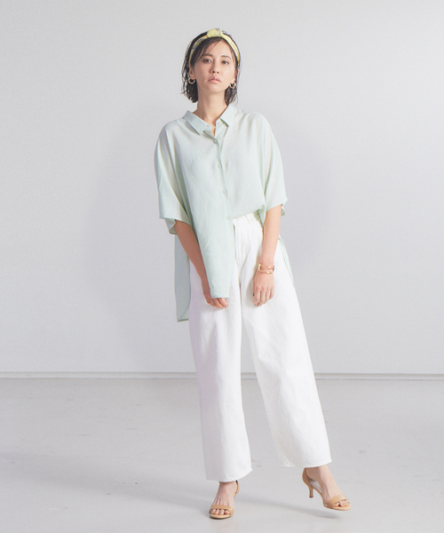 qualite（カリテ）の「レーヨンリネンシアーシャツ（シャツ/ブラウス・レディース・グリーン/キャメル/ブラック・フリー）」の19枚目の写真