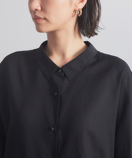 qualite（カリテ）の「レーヨンリネンシアーシャツ（シャツ/ブラウス・レディース・グリーン/キャメル/ブラック・フリー）」の7枚目の写真