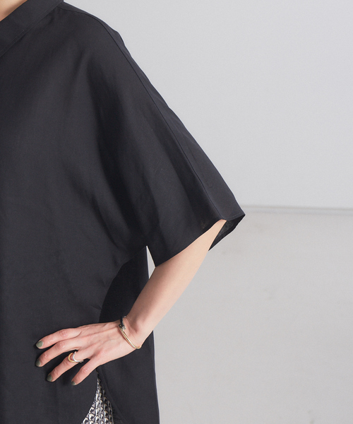 qualite（カリテ）の「レーヨンリネンシアーシャツ（シャツ/ブラウス・レディース・グリーン/キャメル/ブラック・フリー）」の9枚目の写真