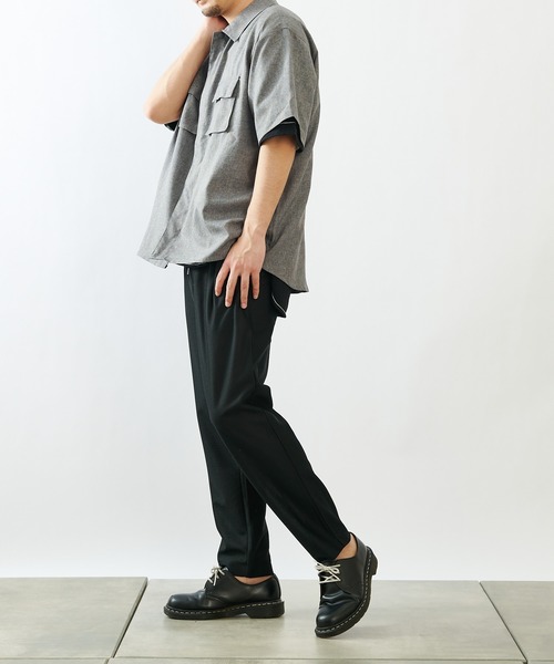 COLONY 2139（コロニートゥーワンスリーナイン）の「ポリトロフラップポケットミリタリー半袖シャツ(セットアップ可)/ビッグシルエット・オーバーサイズ（シャツ/ブラウス・メンズ・ブラック/グレー/カーキ・MEDIUM/LARGE）」の22枚目の写真