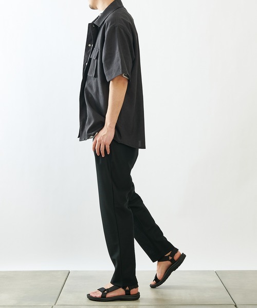 COLONY 2139（コロニートゥーワンスリーナイン）の「ポリトロフラップポケットミリタリー半袖シャツ(セットアップ可)/ビッグシルエット・オーバーサイズ（シャツ/ブラウス・メンズ・ブラック/グレー/カーキ・MEDIUM/LARGE）」の16枚目の写真