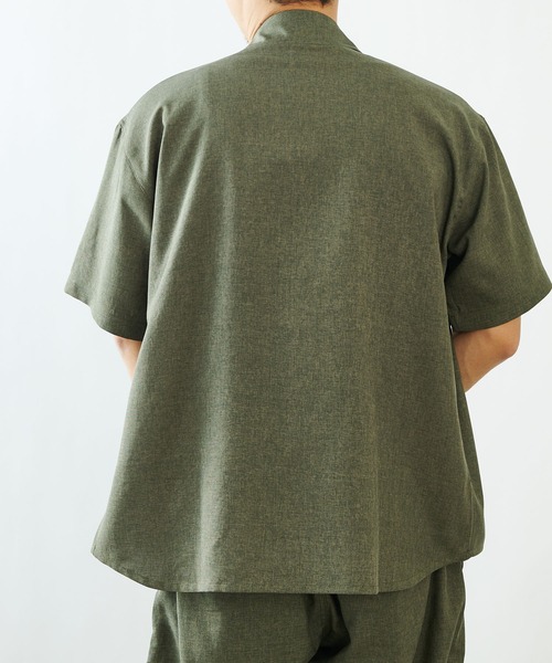 COLONY 2139（コロニートゥーワンスリーナイン）の「ポリトロフラップポケットミリタリー半袖シャツ(セットアップ可)/ビッグシルエット・オーバーサイズ（シャツ/ブラウス・メンズ・ブラック/グレー/カーキ・MEDIUM/LARGE）」の12枚目の写真