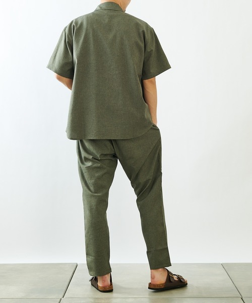 COLONY 2139（コロニートゥーワンスリーナイン）の「ポリトロフラップポケットミリタリー半袖シャツ(セットアップ可)/ビッグシルエット・オーバーサイズ（シャツ/ブラウス・メンズ・ブラック/グレー/カーキ・MEDIUM/LARGE）」の13枚目の写真