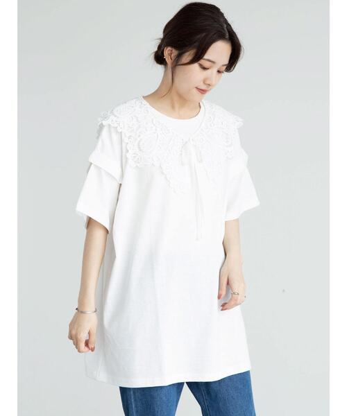 RAY CASSIN FAVORI（レイカズンフェバリ）の「・RAY CASSIN ＳＥＴ２点　レースエリ×チュニックＴ＊（Tシャツ/カットソー・レディース・チャコールグレー/オフホワイト/ベージュ/ブラック・FREE）」の17枚目の写真