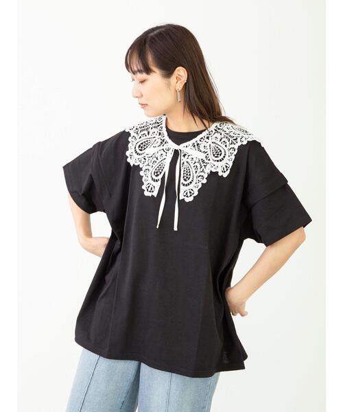 RAY CASSIN FAVORI（レイカズンフェバリ）の「・RAY CASSIN ＳＥＴ２点　レースエリ×チュニックＴ＊（Tシャツ/カットソー・レディース・チャコールグレー/オフホワイト/ベージュ/ブラック・FREE）」の19枚目の写真