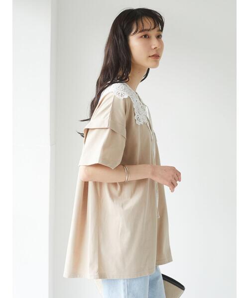 RAY CASSIN FAVORI（レイカズンフェバリ）の「・RAY CASSIN ＳＥＴ２点　レースエリ×チュニックＴ＊（Tシャツ/カットソー・レディース・チャコールグレー/オフホワイト/ベージュ/ブラック・FREE）」の21枚目の写真