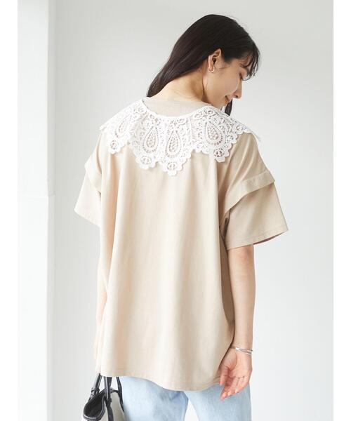 RAY CASSIN FAVORI（レイカズンフェバリ）の「・RAY CASSIN ＳＥＴ２点　レースエリ×チュニックＴ＊（Tシャツ/カットソー・レディース・チャコールグレー/オフホワイト/ベージュ/ブラック・FREE）」の22枚目の写真