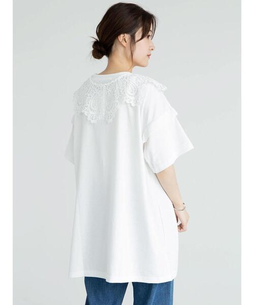 RAY CASSIN FAVORI（レイカズンフェバリ）の「・RAY CASSIN ＳＥＴ２点　レースエリ×チュニックＴ＊（Tシャツ/カットソー・レディース・チャコールグレー/オフホワイト/ベージュ/ブラック・FREE）」の7枚目の写真