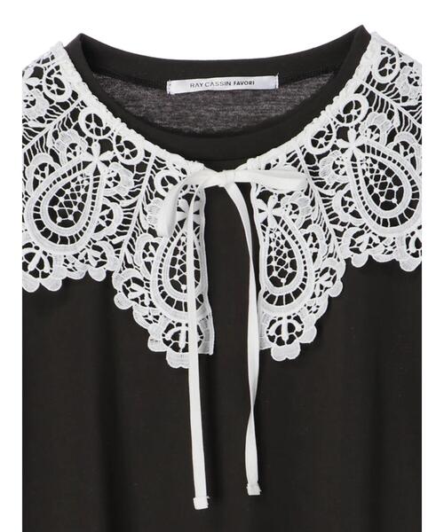 RAY CASSIN FAVORI（レイカズンフェバリ）の「・RAY CASSIN ＳＥＴ２点　レースエリ×チュニックＴ＊（Tシャツ/カットソー・レディース・チャコールグレー/オフホワイト/ベージュ/ブラック・FREE）」の9枚目の写真
