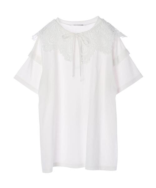 RAY CASSIN FAVORI（レイカズンフェバリ）の「・RAY CASSIN ＳＥＴ２点　レースエリ×チュニックＴ＊（Tシャツ/カットソー・レディース・チャコールグレー/オフホワイト/ベージュ/ブラック・FREE）」の13枚目の写真