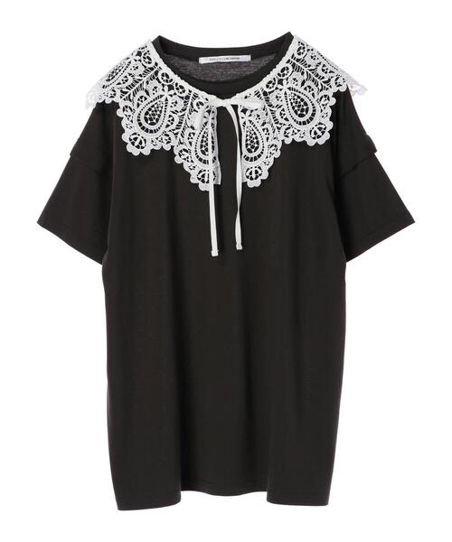 RAY CASSIN FAVORI（レイカズンフェバリ）の「・RAY CASSIN ＳＥＴ２点　レースエリ×チュニックＴ＊（Tシャツ/カットソー・レディース・チャコールグレー/オフホワイト/ベージュ/ブラック・FREE）」の14枚目の写真