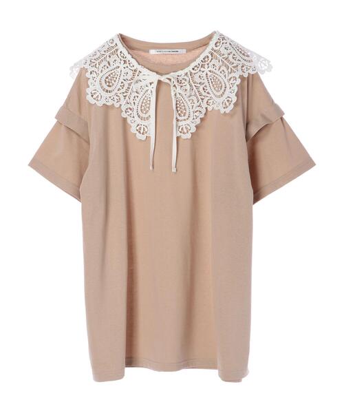 RAY CASSIN FAVORI（レイカズンフェバリ）の「・RAY CASSIN ＳＥＴ２点　レースエリ×チュニックＴ＊（Tシャツ/カットソー・レディース・チャコールグレー/オフホワイト/ベージュ/ブラック・FREE）」の16枚目の写真