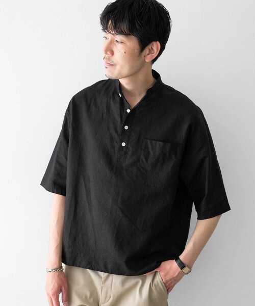 URBAN RESEARCH ROSSO MEN（アーバンリサーチロッソメン）の「【一部WEB限定カラー】リネンヘンリーネックシャツ（シャツ/ブラウス・メンズ・ブラウン/ブラック/カーキ・X-LARGE/SMALL/LARGE/MEDIUM）」の7枚目の写真