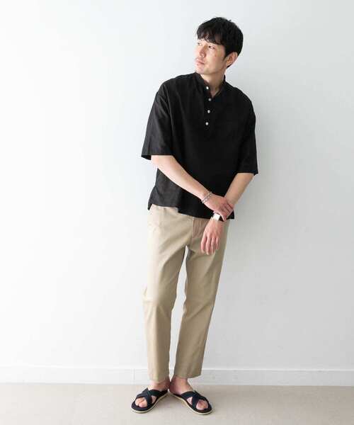 URBAN RESEARCH ROSSO MEN（アーバンリサーチロッソメン）の「【一部WEB限定カラー】リネンヘンリーネックシャツ（シャツ/ブラウス・メンズ・ブラウン/ブラック/カーキ・X-LARGE/SMALL/LARGE/MEDIUM）」の16枚目の写真