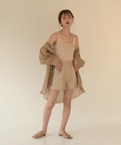 Amiur（エミレ）の「rib knit tank top（タンクトップ・レディース・ブラウン/オートミール・FREE）」の6枚目の写真