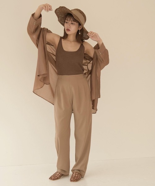 Amiur（エミレ）の「rib knit tank top（タンクトップ・レディース・ブラウン/オートミール・FREE）」の3枚目の写真