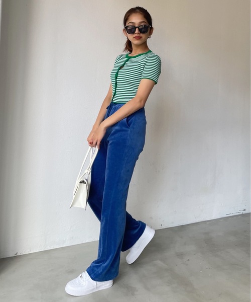 SHAGGIE（シャギー）の「ボーダーニットカーディガン（カーディガン/ボレロ・レディース・ブラック/オレンジ/グリーン・FREE）」の21枚目の写真