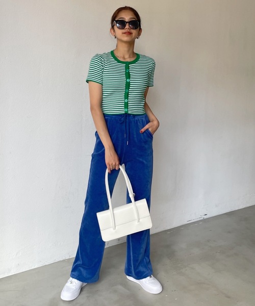 SHAGGIE（シャギー）の「ボーダーニットカーディガン（カーディガン/ボレロ・レディース・ブラック/オレンジ/グリーン・FREE）」の16枚目の写真