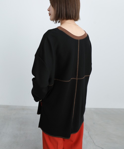 select MOCA（セレクトモカ）の「2021 AW 2WAYリンキングオーバーカットソー（Tシャツ/カットソー・レディース・ブラック/ブラウン/アイボリー・FREE）」の11枚目の写真