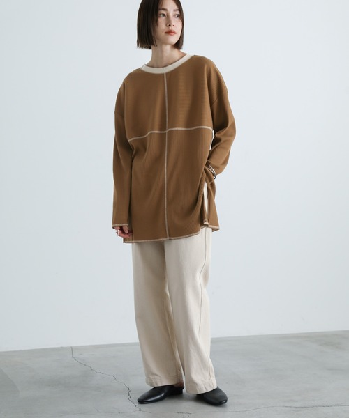 select MOCA（セレクトモカ）の「2021 AW 2WAYリンキングオーバーカットソー（Tシャツ/カットソー・レディース・ブラック/ブラウン/アイボリー・FREE）」の4枚目の写真